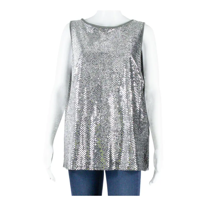 Tru Womens Vest Silver Sleeveless Spotted Uk 18 1