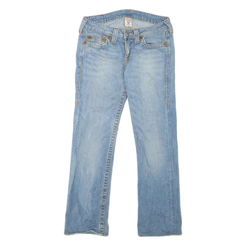 True Religion Johnny Big T Womens Jeans Blue Straight Stone Wash W28 L29 1