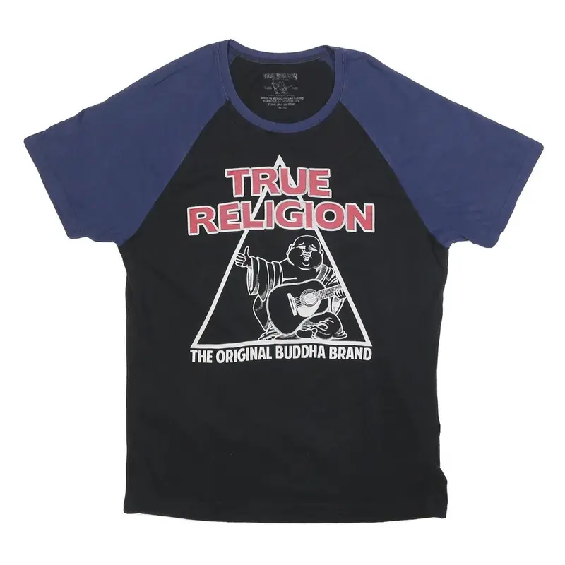 True Religion Mens Black & Blue Graphic T-Shirt Xl Short Sleeve Crew Neck 1