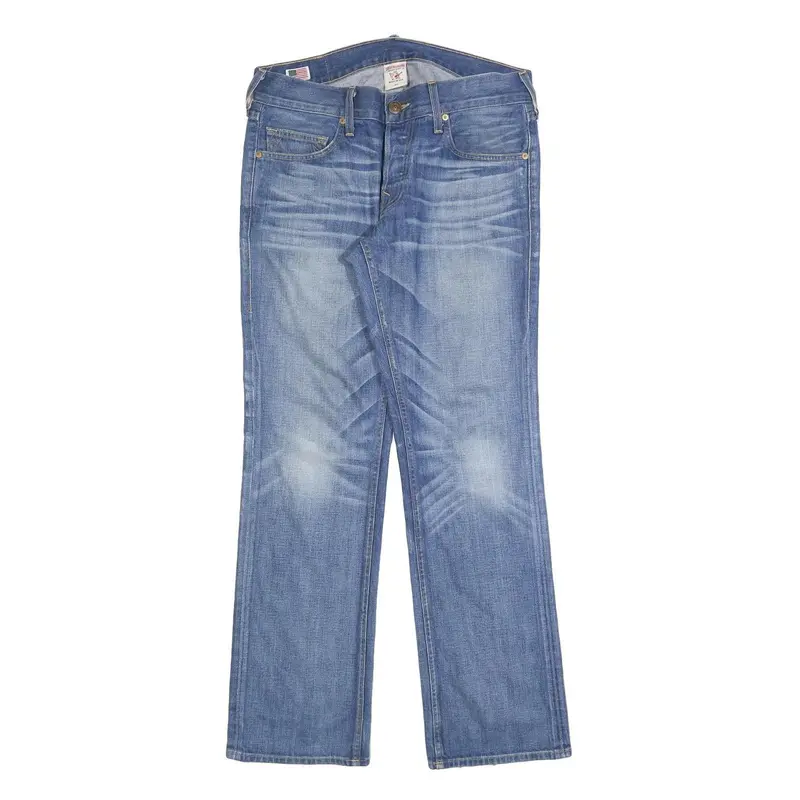 True Religion Mens Blue Regular Straight Denim Medium W33 L33 Button Closure 1