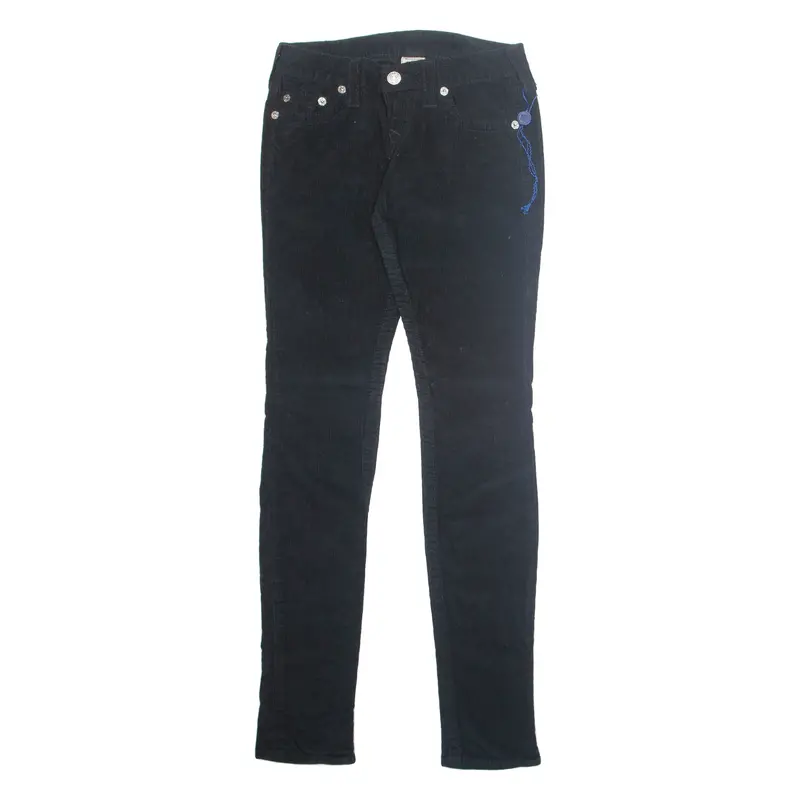 True Religion Womens Corduroy Trousers Black Regular Skinny W25 L33 1