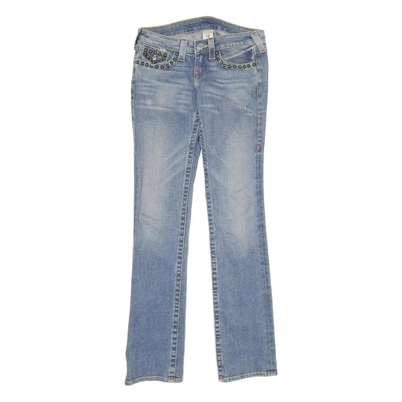 True Religion Womens Jeans Blue Regular Straight Denim Medium W26 L34 Stud 1
