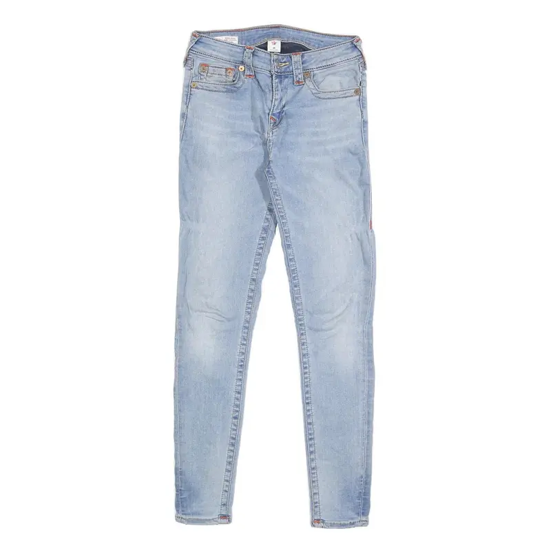 True Religion Womens Jeans Blue Slim Skinny Denim Light W26 L29 Stylish Zip 1