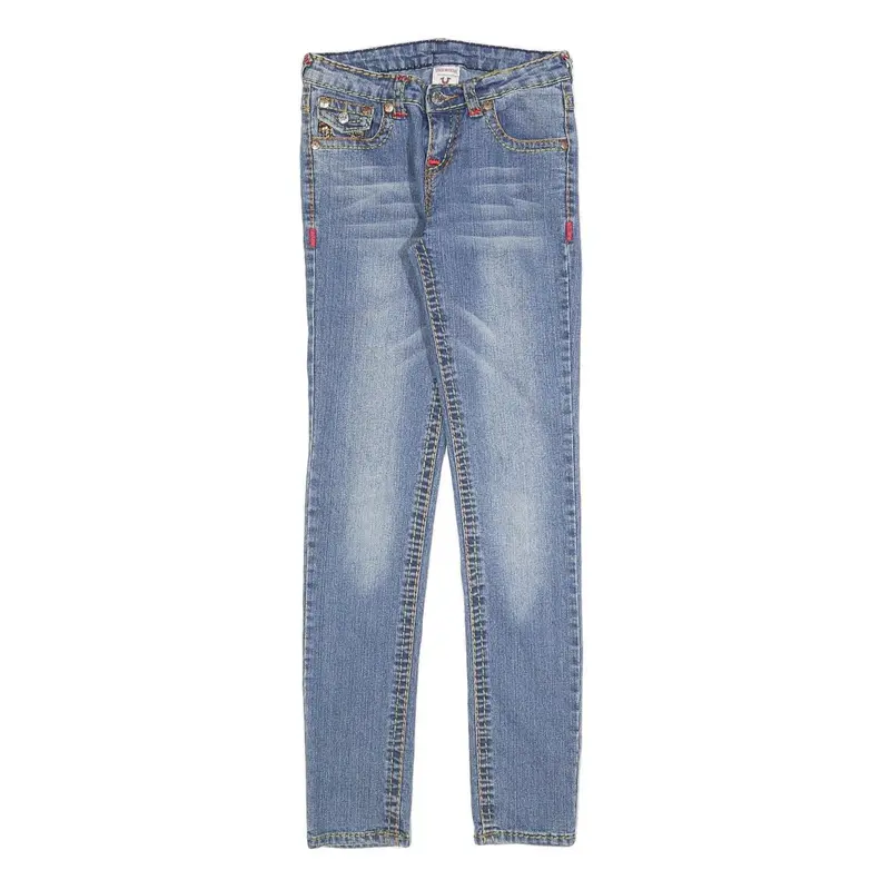 True Religion Womens Slim Jeans Blue Denim W27 L30 Classic Zip Casual Stylish 1