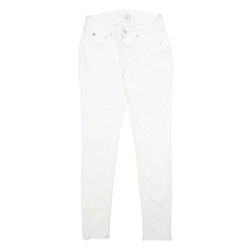 True Religion Womens Slim White Denim Slim Jeans Cotton Blend W27 L30 Zip 1