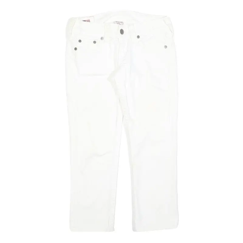 True Religion Womens White Regular Fit Straight Cotton Blend Jeans W30 L26 Zip 1
