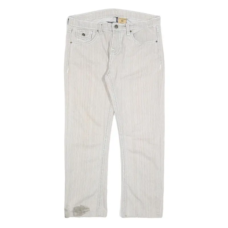 True Religion Womens Woven Cotton Blend White Regular Fit Straight Leg Trousers 1