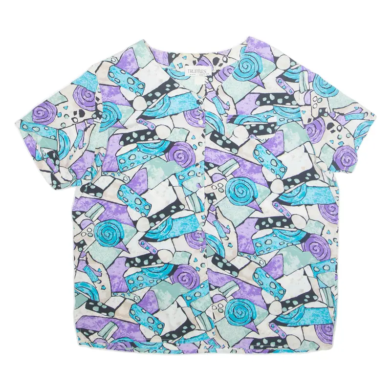 Truffles Womens Printed Shirt Blue Crazy Pattern L 1