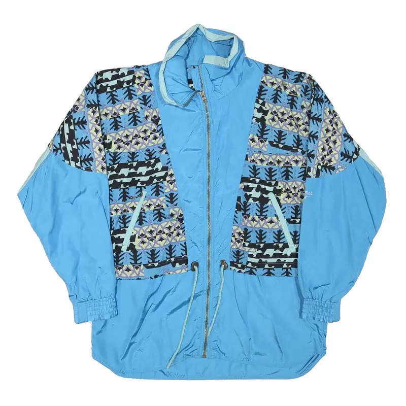 Truimph Sport Mens Blue Polyester Blend Zip Jacket L Printed Panel Sporty Casual 1