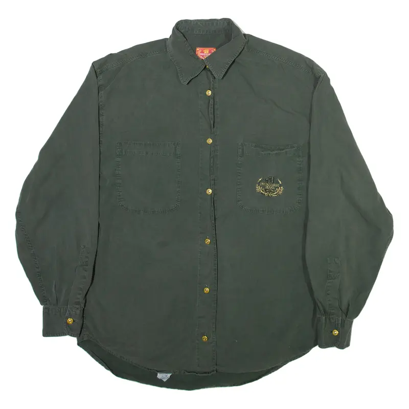 Trussardi Mens Plain Shirt Green Long Sleeve M 1