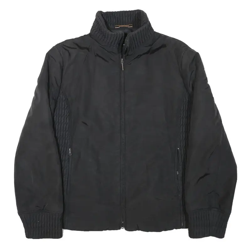 Trussardi Womens Black Quilted Polyester Blend Jacket M Zip Closure Casual 1