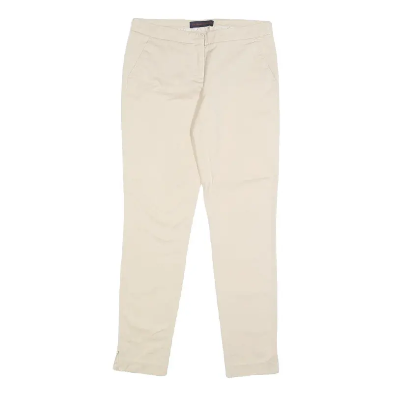 Trussardi Womens Cotton Blend Beige Slim Tapered Trousers W28 L29 Stylish 1