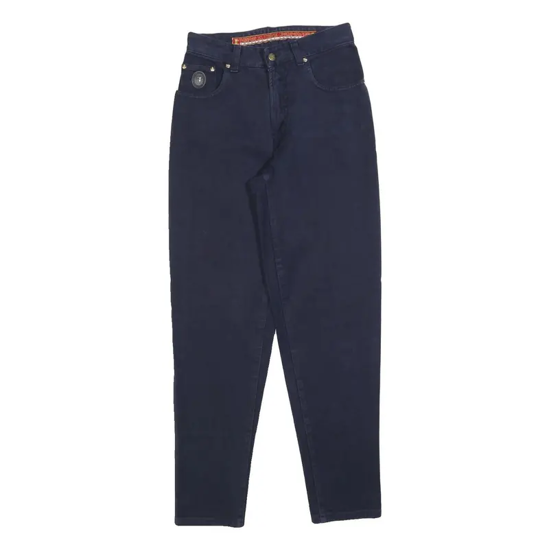 Trussardi Womens Regular Blue Jeans Denim W26 L32 Embroidered Logo Zip Closure 1