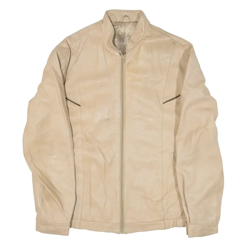 Tschui Mens Biker Jacket Beige Leather M 1
