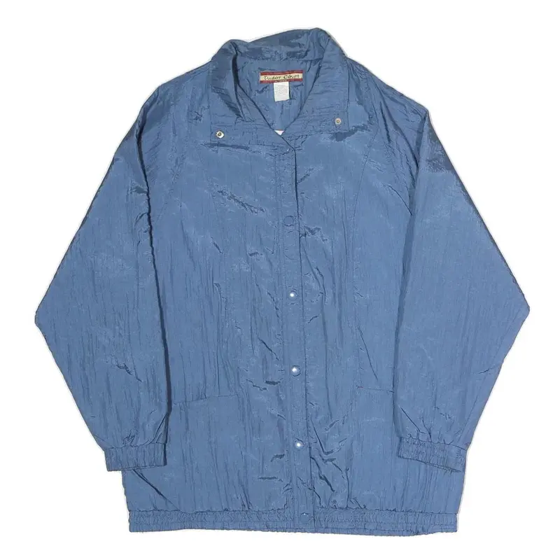 Tudor Court Womens Blue Coach Jacket M Polyester Blend Woven Plain Button 1