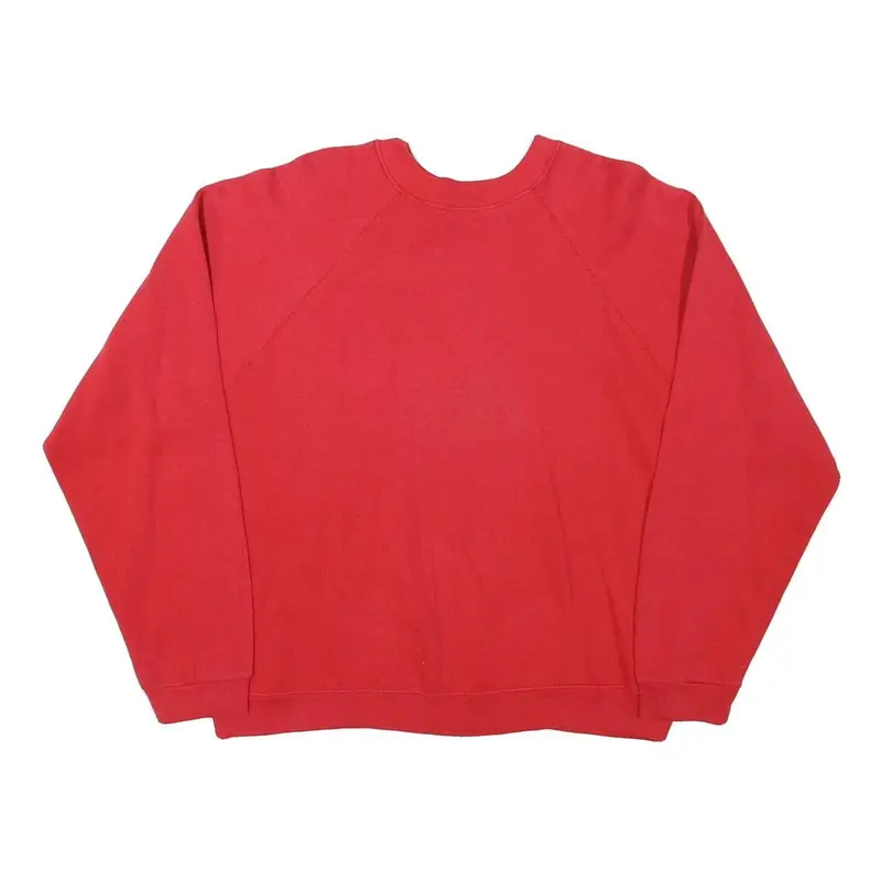 Tultex Mens Red Crew Neck L Cotton Blend Sweatshirt Plain Pullover Casual 1