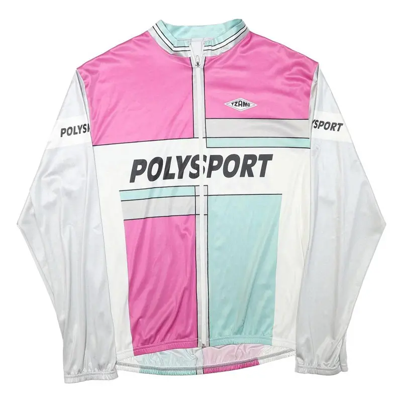Tzamo Mens Pink & Blue Polysport Zip Jacket L Polyester Blend Colourblock 1