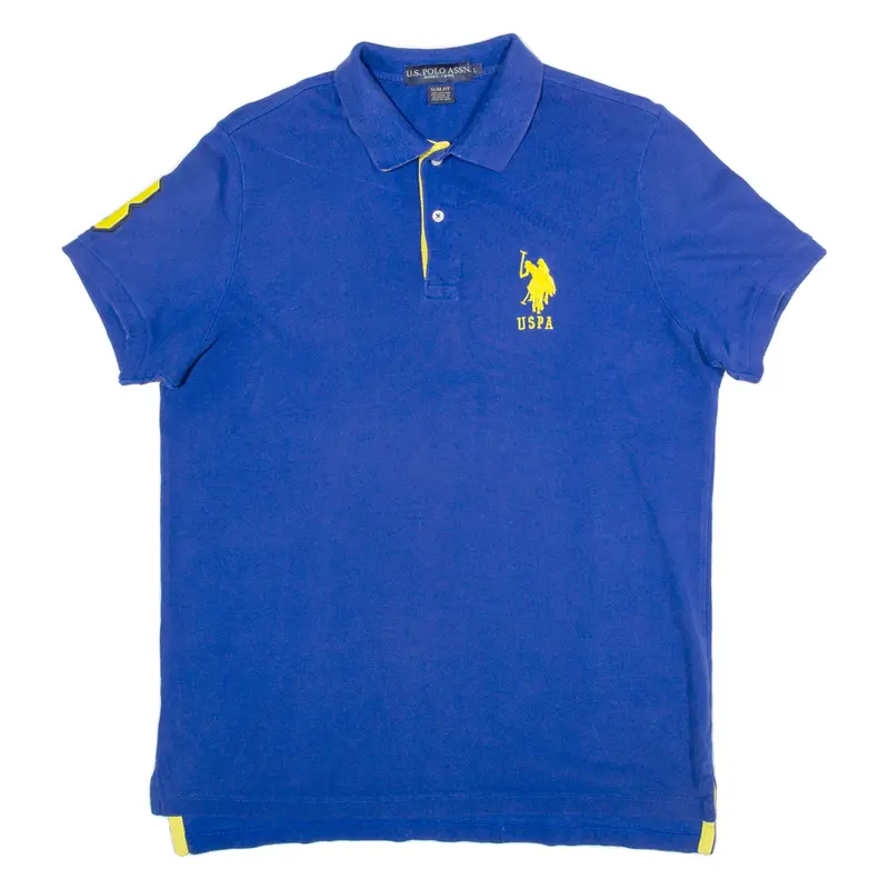 U.S Polo Slim Fit Mens Polo Shirt Blue 80S L 1