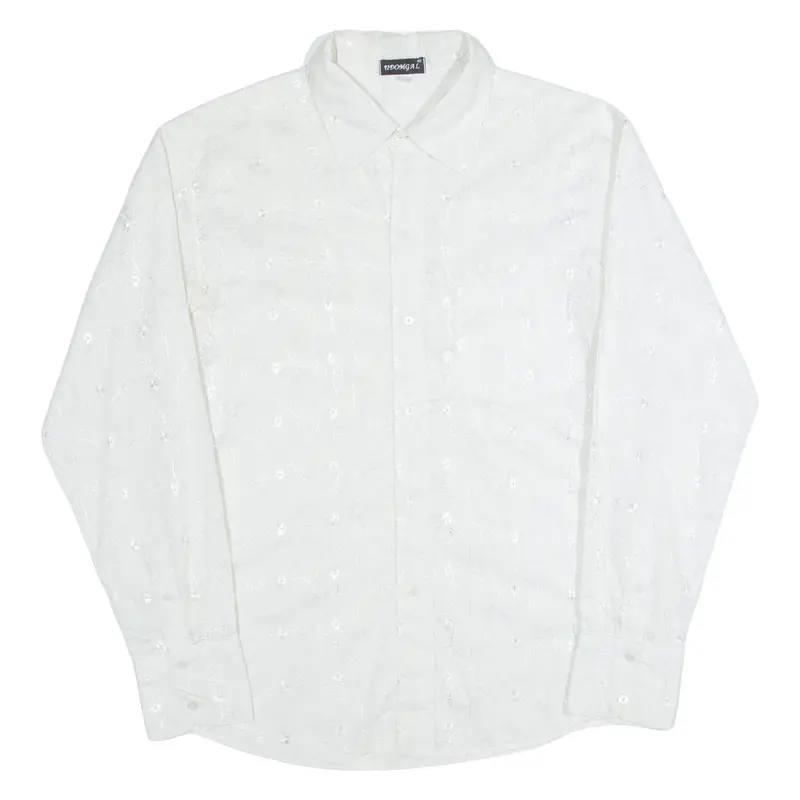 Udomgal Mens Shirt Cream Floral Long Sleeve M 1
