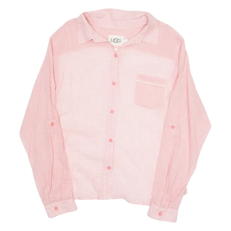 Ugg Sheer Womens Printed Shirt Red Long Sleeve Check L 1