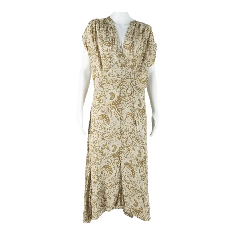 Ulf Andersson Womens Maxi Dress Brown Paisley Short Sleeve Long L 1