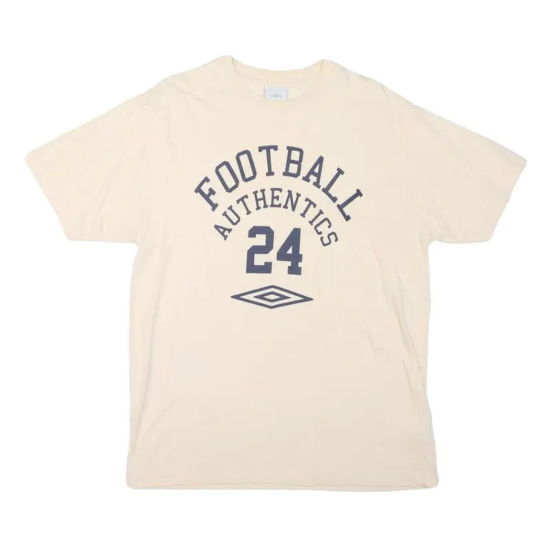 Umbro Mens Cream Football Authentics Graphic T-Shirt L Short Sleeve Crew Neck 1