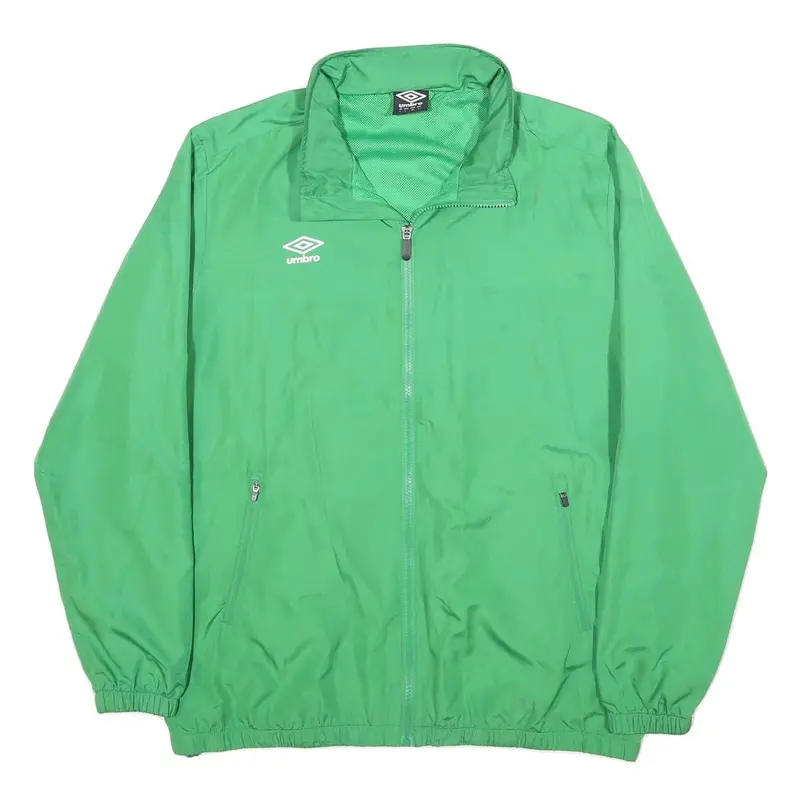 Umbro Mens Green Jacket L Polyester Plain Zip Sportswear Casual Lightweight 1