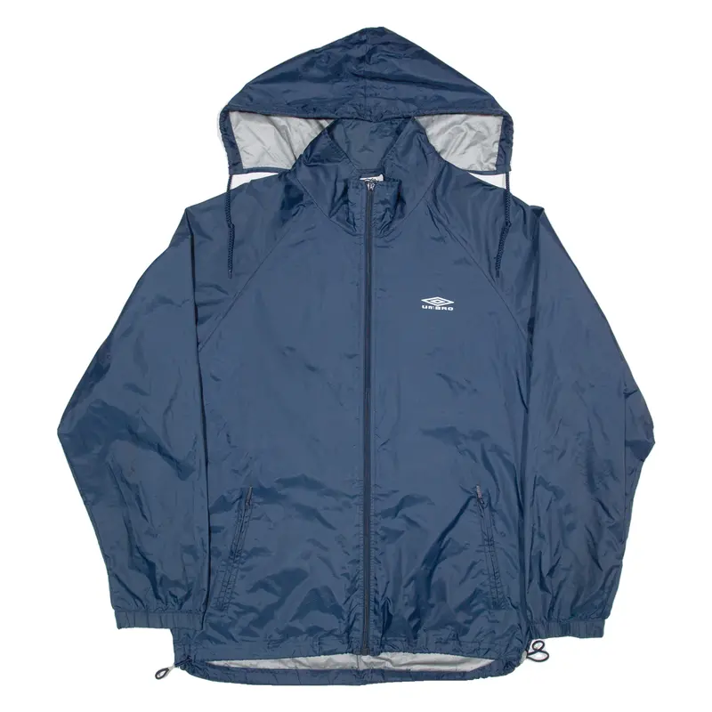 Umbro Mesh Lined Mens Rain Jacket Blue Hooded M 1