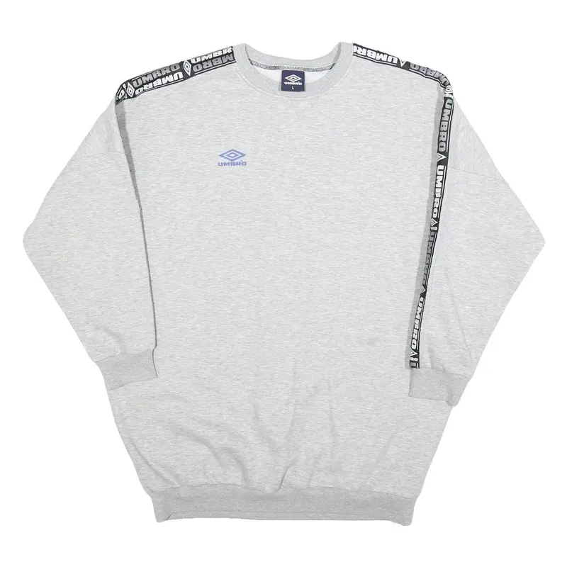Umbro Womens Grey & Black Logo Tape Crew Neck L Sweatshirt Cotton Blend Casual 1