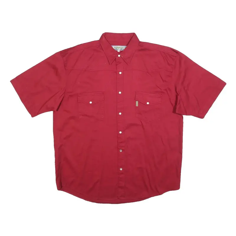 Underground Mens Red Plain Cotton Blend Shirt Xl Short Sleeve Button Shirt 1