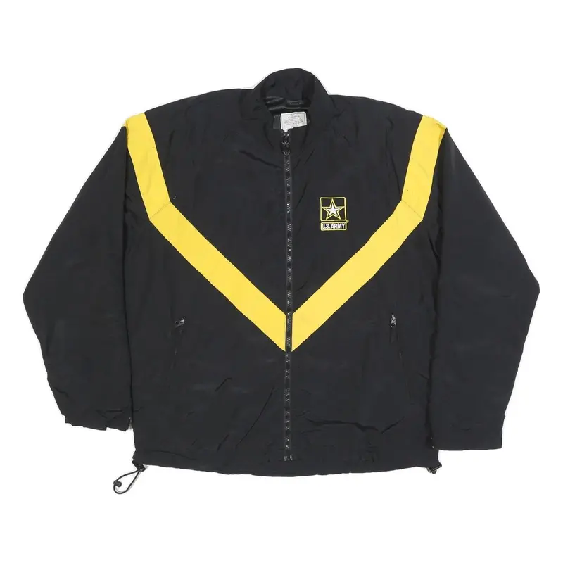 Unicor Mens Black & Yellow U.S. Army Logo Zip Up Nylon Jacket M Lightweight 1