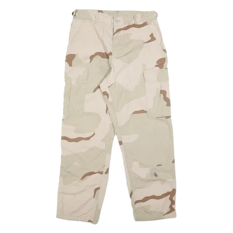 Unicor Mens Cotton Blend Beige & Brown Camouflage Regular Fit Cargo Trousers W29 1