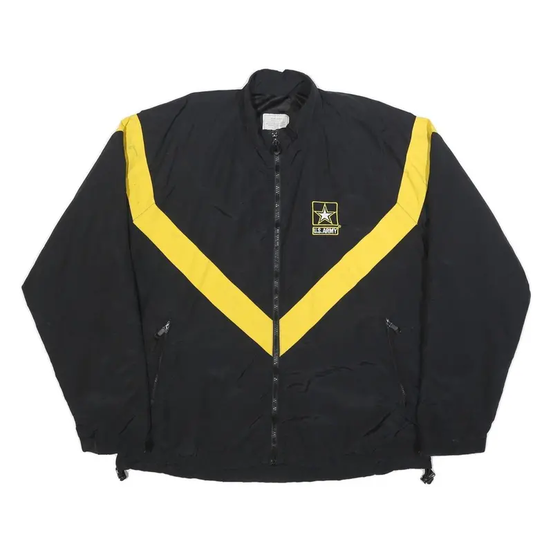 Unicor Womens Black & Yellow U.S. Army Track Nylon Jacket M Zip Plain Casual 1