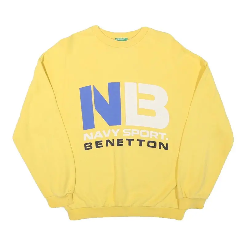 United Colors Of Benetton Mens Yellow Navy Sport Crew Neck S Sweatshirt 1