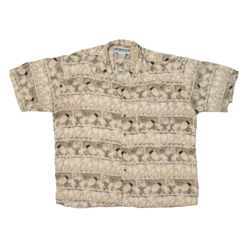 United Mens Shirt Brown Viscose Crazy Pattern L 1