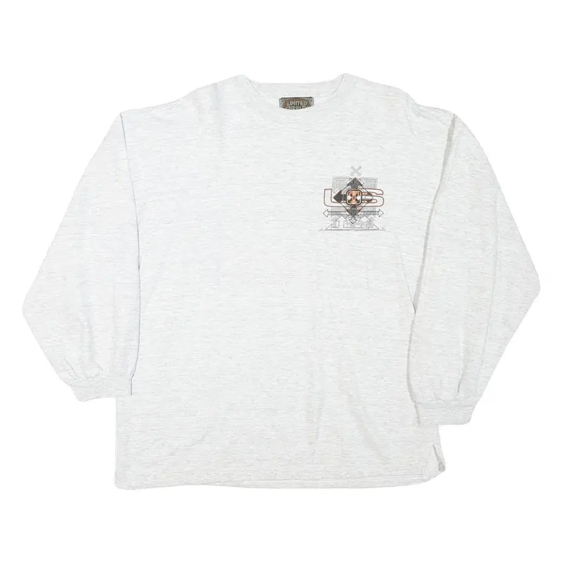 United Surplus Mens Grey Cotton Blend Crew Neck M Graphic Print Sweatshirt 1