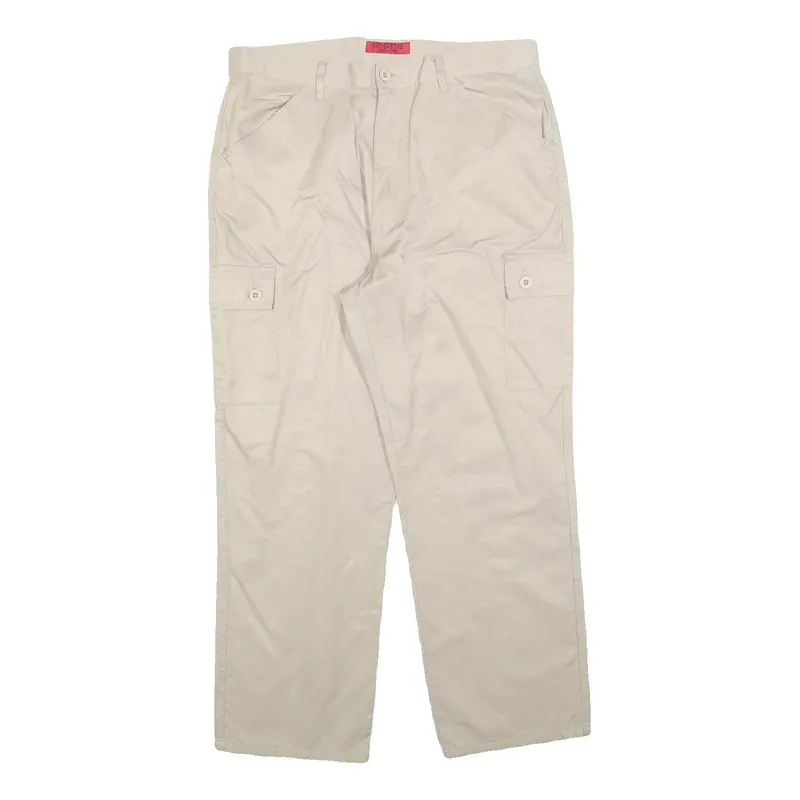 Uno Due Tre Womens Regular Beige Polyester Blend Cargo Trousers W34 L27 Button 1