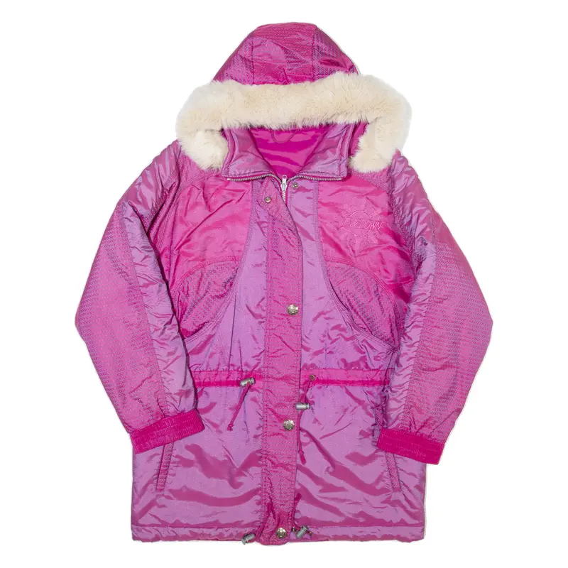 Up & Down Womens Puffer Jacket Pink Hooded L 1