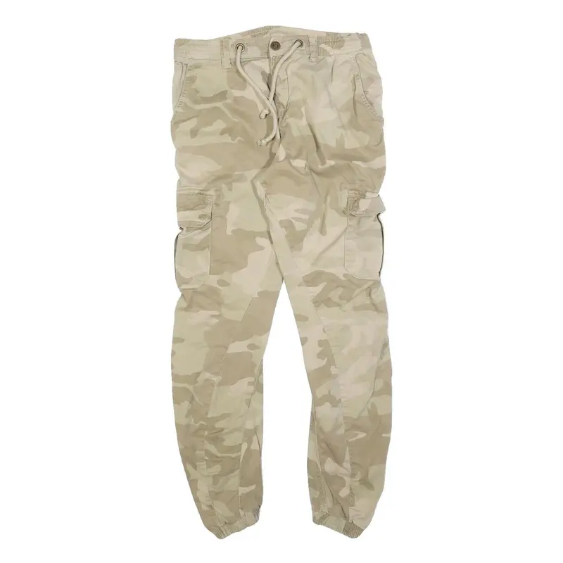 Urban Classics Mens Beige Slim Cargo Trousers W30 L30 Drawstring Casual Pants 1