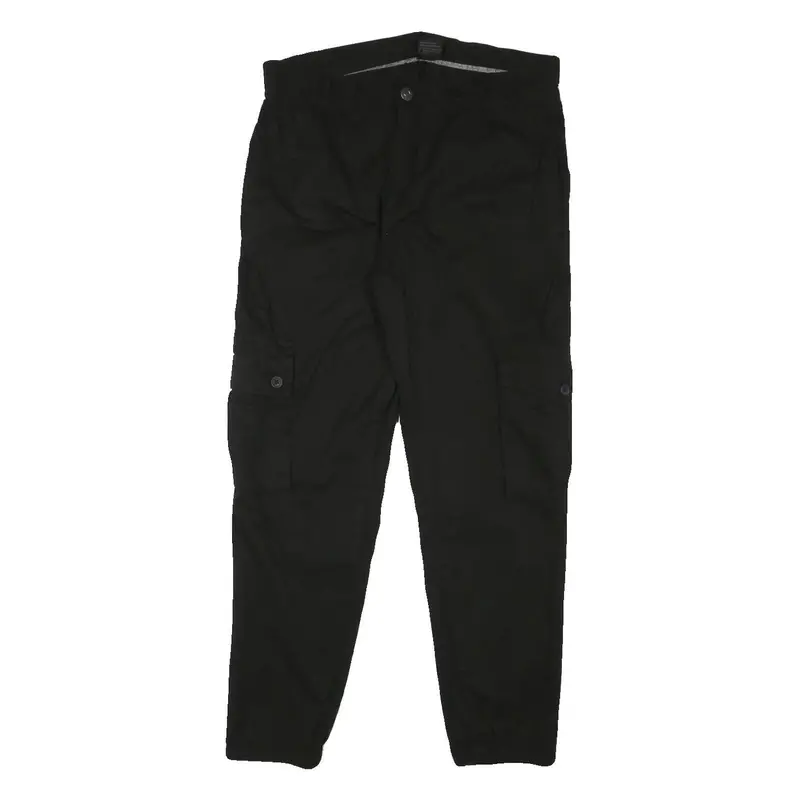 Urban Classics Mens Black Slim Cargo Trousers W32 L29 Casual Cotton Blend Zip 1