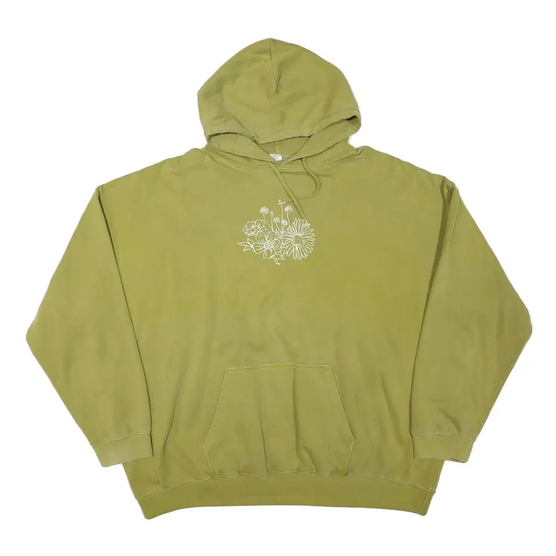 Urban Outfitters Mens Green Floral Print Pullover Hoodie 3Xl Cotton Blend Casual 1