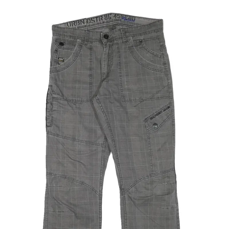 Urbn Dstr Mens Regular Fit Cotton Blend Grey Straight Trousers W31 L32 Casual 2