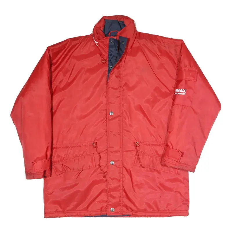 Us Basic Mens Red Polyester Blend Zip Jacket L Plain Long Sleeve Casual Outdoor 1