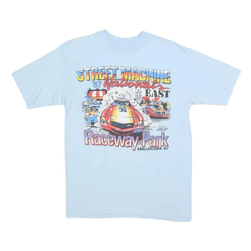 Usa Appeal Mens Light Blue Graphic T-Shirt Xl Short Sleeve Crew Neck Raceway 1