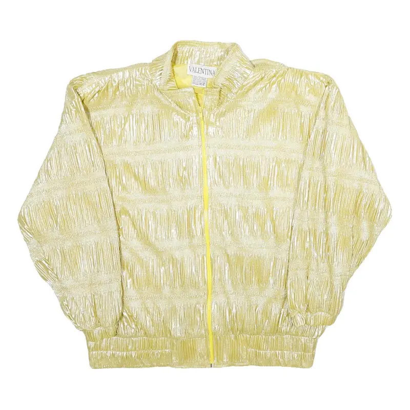 Valentina Womens Yellow Zip Jacket One Size Polyester Shiny Plain Casual 1
