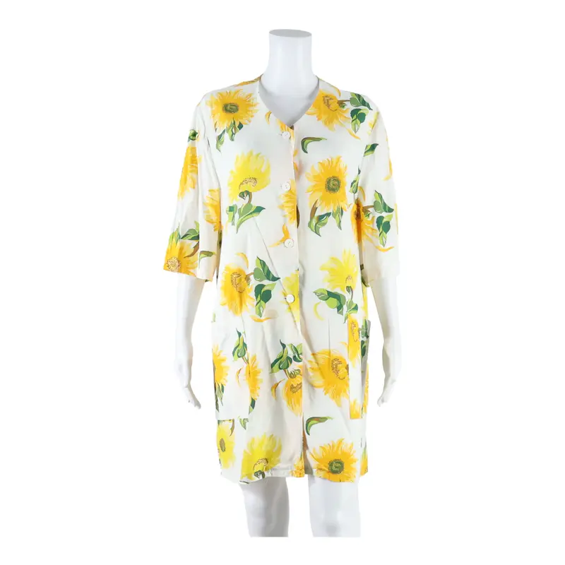 Valentine Pockets Womens Shirt Dress White Floral Short Sleeve Knee Length Uk 16 1