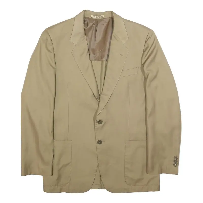Valentino Mens Beige Classic Jacket M Woven Button Closure Plain Smart Casual 1