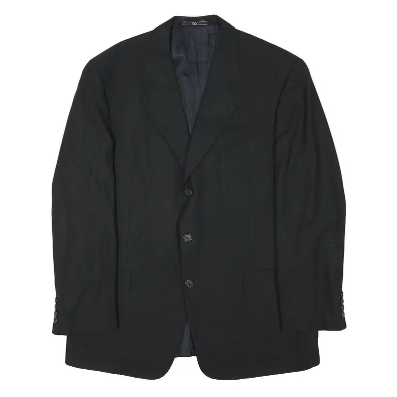 Valentino Mens Black Wool Blend Classic Jacket L Button Plain Elegant Stylish 1