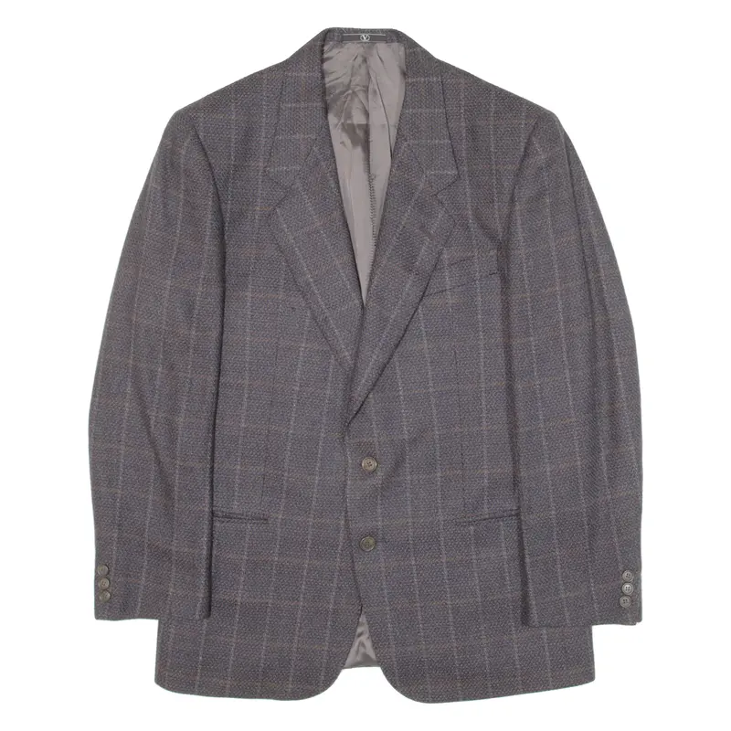 Valentino Mens Blazer Jacket Blue Knit Wool 90S Check M 1