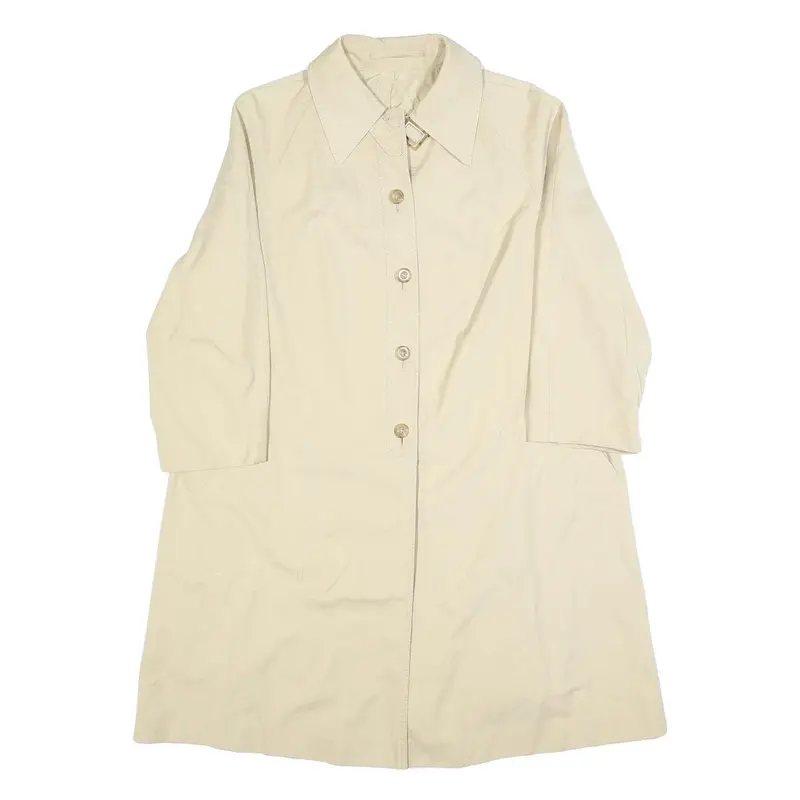 Valmeline Womens Beige Cotton Button Jacket M Classic Fit Plain Stylish 1
